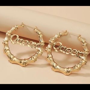 Large bamboo queen earrings brand new never worn